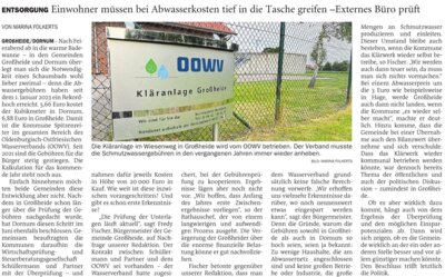 Meldung: 09.11.2023 Einwohner müssen bei Abwasserkosten tief in die Tasche greifen Großheide-Dornum