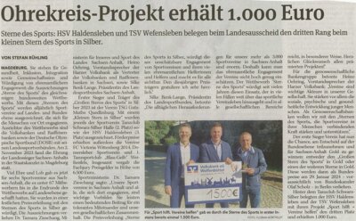 Meldung: Ohrekreis-Projekt erhält 1.000 Euro
