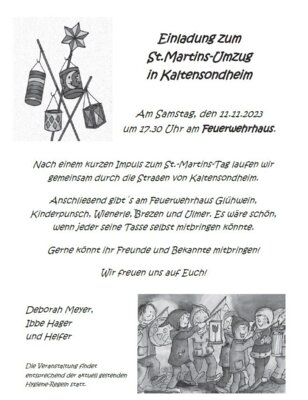 Einladung zum Sankt Martins-Umzug in Kaltensondheim