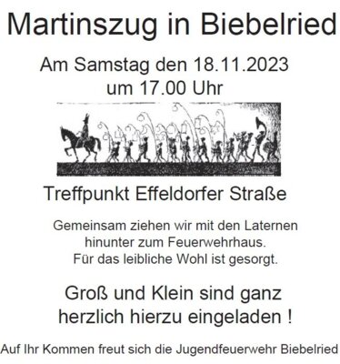 Foto zur Meldung: Einladung zum Martinsumzug in Biebelried
