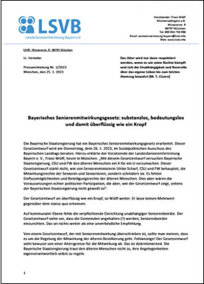 Bayerisches Seniorenmitwirkungsgesetz: substanzlos, bedeutungslos und damit überflüssig wie ein Kropf. (Bild vergrößern)