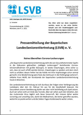 Meldung: Keine übereilten Corona-Lockerungen