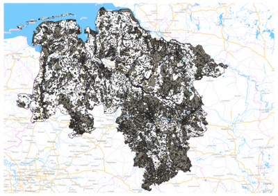 Die Grafik zeigt die Gebiete in Niedersachsen (dunkel markiert), in denen chemischer Pflanzenschutz ab 2025 nahezu vollständig verboten sein soll. Eigene Berechnungen auf Basis von Daten des Nds. Umweltministerium/Umweltkartenserver Niedersachsen, © GeoBasis-DE / BKG 2023 (Bild vergrößern)