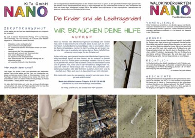 Vandalismus am Waldkindergarten NANO Tuntenhausen (Bild vergrößern)