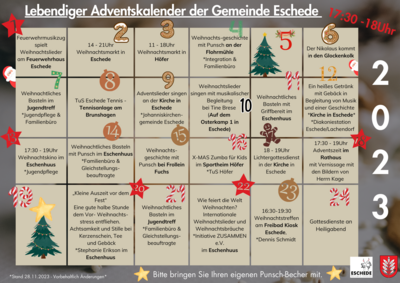 Lebendiger Adventskalender der Gemeinde Eschede 2023 (Bild vergrößern)