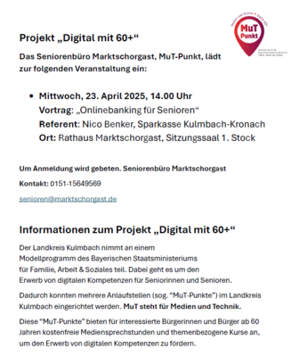 Foto zur Meldung: NEUES Angebot für Senioren und Seniorinnen  - „DIGITAL MIT 60+