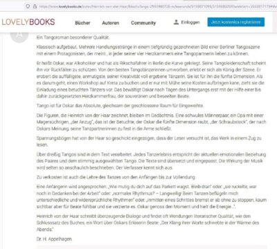 Meldung: Rezension Appelhagen lovelybooks