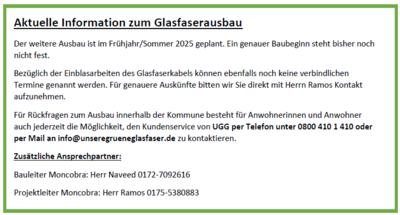 Information zum Glasfaserausbau