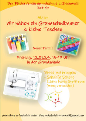 Wir nähen ein Grundschulbanner und kleine Taschen (Bild vergrößern)