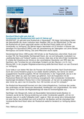 Vorsitzender Bernhard Nüsch gibt sein Amt ab (Bild vergrößern)