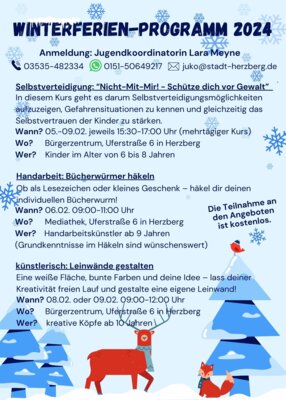 Meldung: Winterferien-Programm 2024 der Stadt Herzberg (Elster)