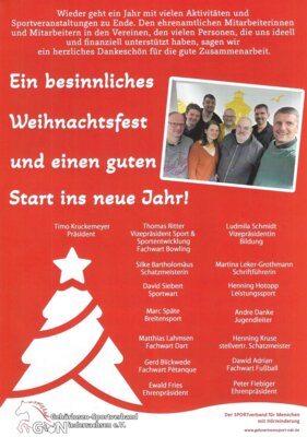 Der Weihnachtsgruß des Gehörlosen Sportverband Niedersachsen e.V.