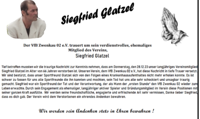Meldung: Tiefe Trauer um Siegfried Glatzel