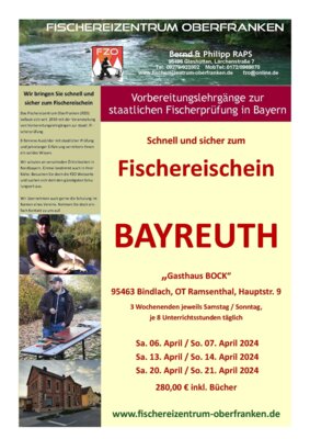 Foto zur Meldung: Schnell und sicher zum Fischereischein - an 3 Wochenenden im April in Bayreuth