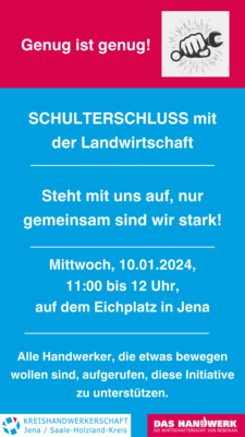 Meldung: Teilnahme an Protestkundgebung und Solidarität mit Landwirten am 10.01.2024, in Jena