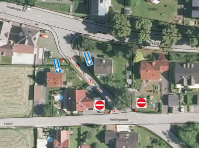 ﻿Vollzug der Straßenverkehrsordnung (StVO): Einbahnstraßenregelung in der Gartenstraße zwischen Augsburger Straße und Frühlingstraße