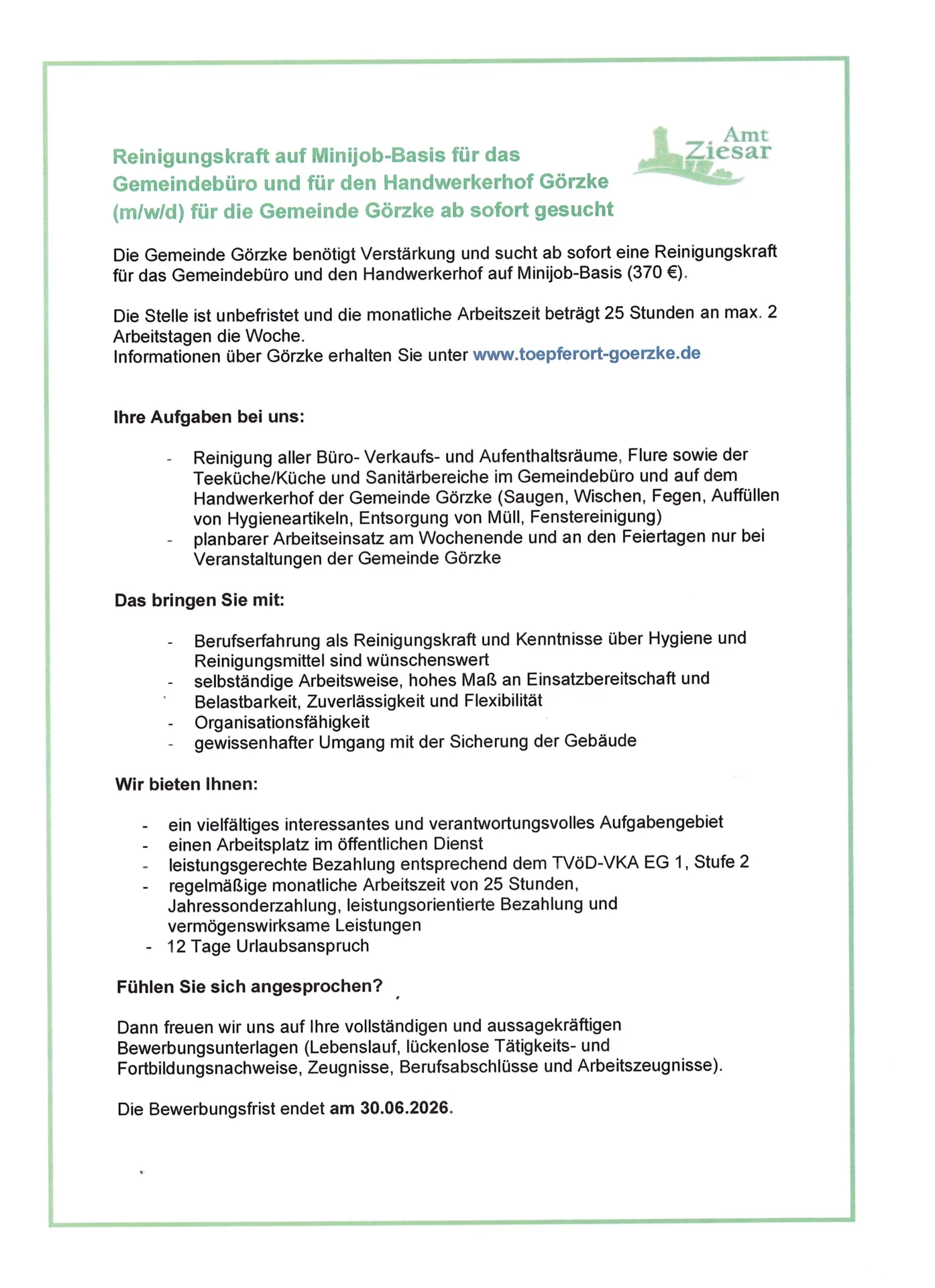 Stellenanzeige