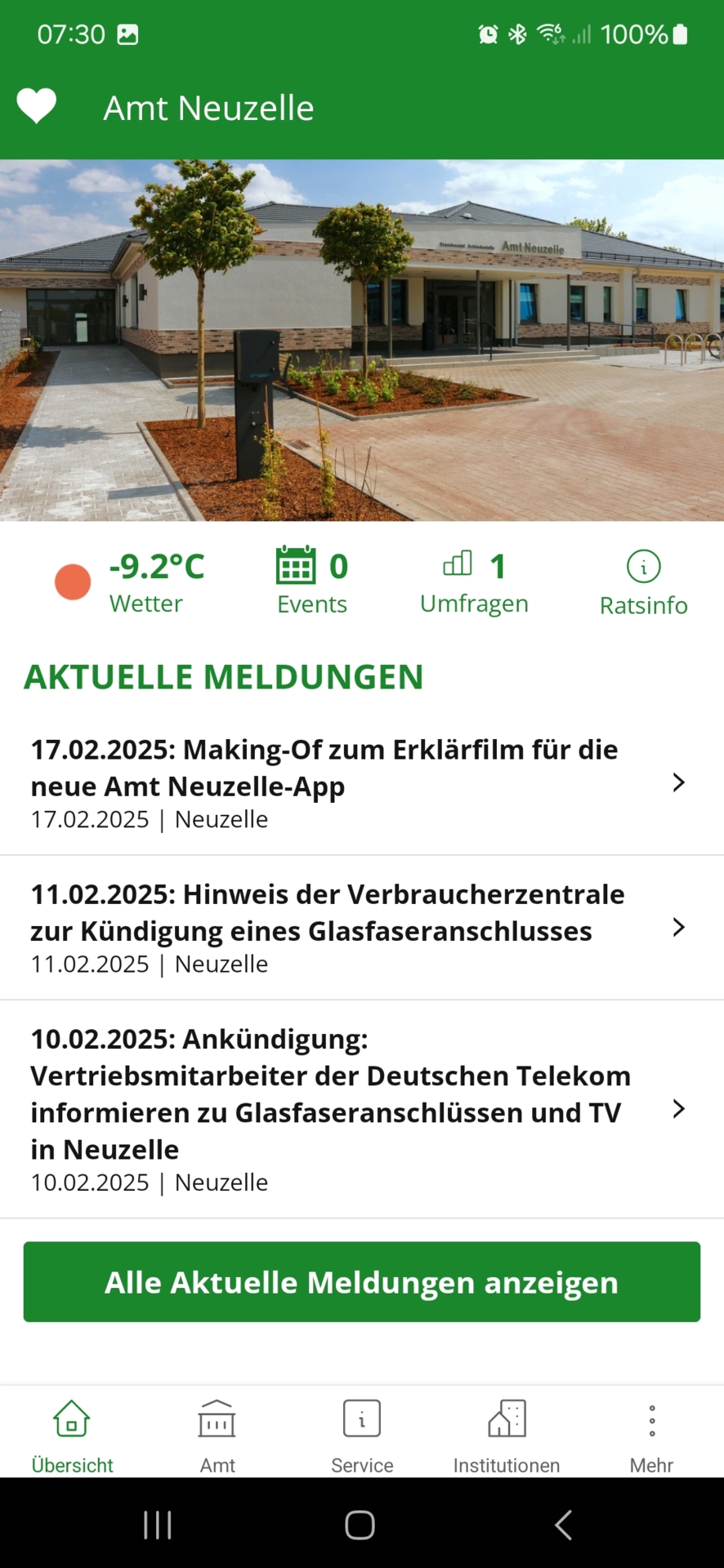 Screenshot der neuen Amt Neuzelle-App