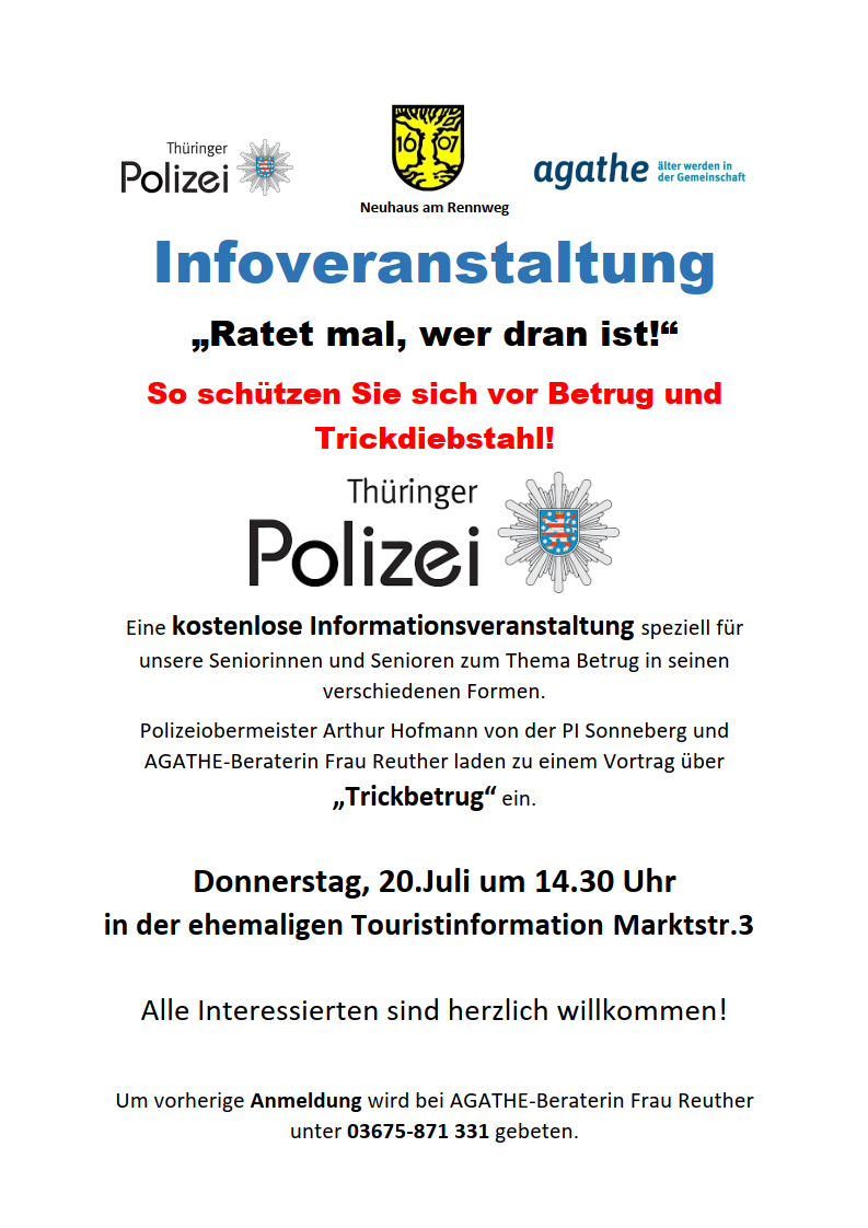 Info-Veranstaltung der Polizei in Neuhaus am Rennweg