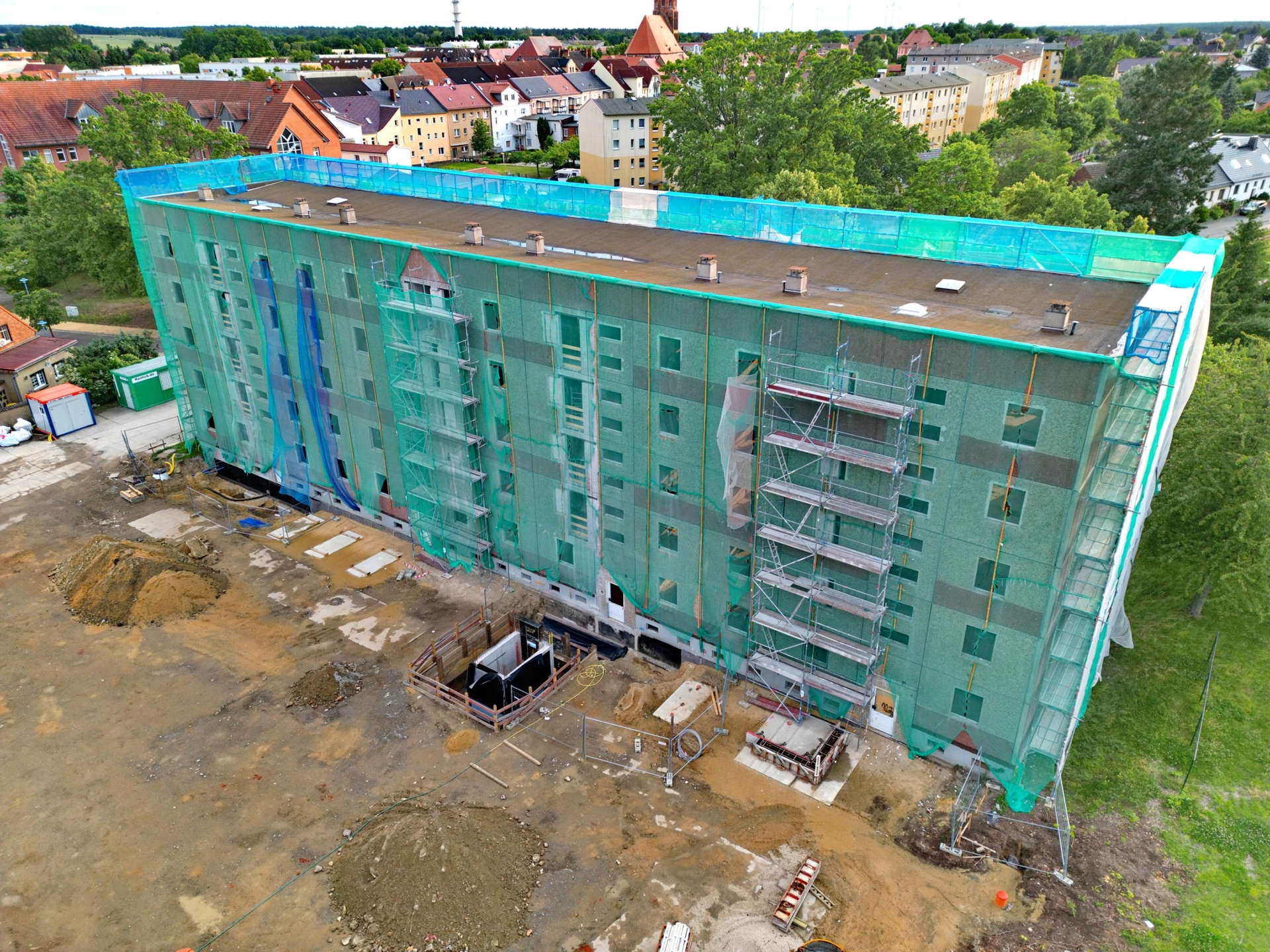 Luftaufnahme der Baustelle Poststraße 2-5. Foto: Matthias Nerenz