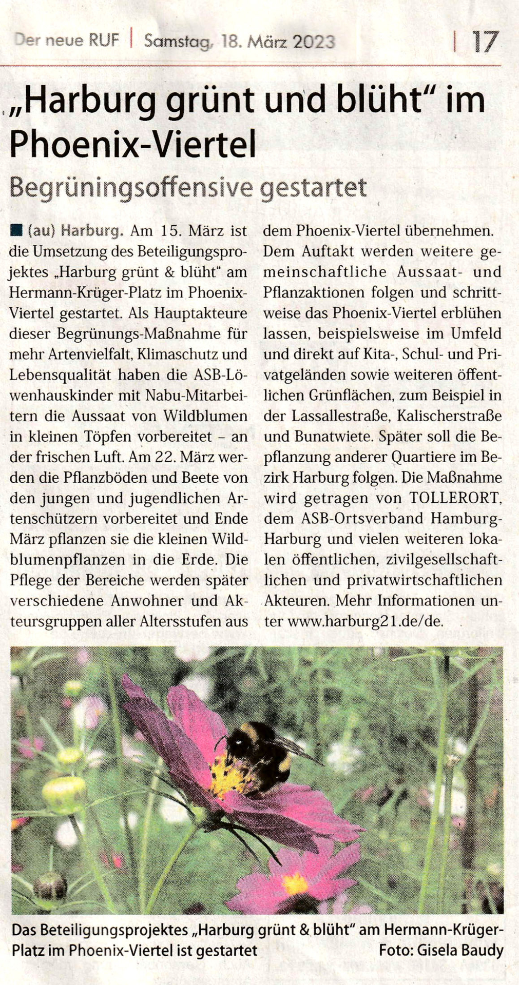 Harburg grünt und blüht im Phonix-Viertel