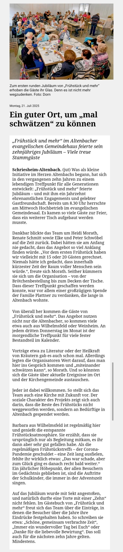 Bericht aus der Rhein-Neckar-Zeitung