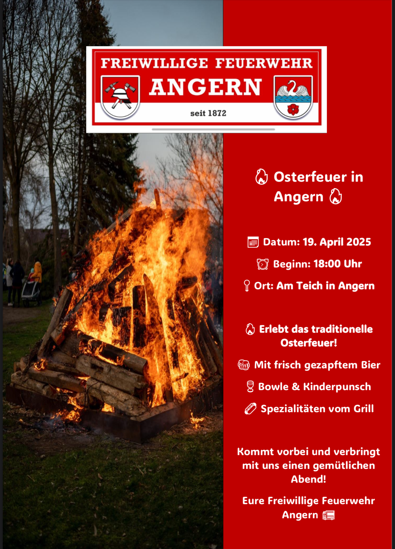 19.04.2025 Osterfeuer in Angern ab 18 Uhr