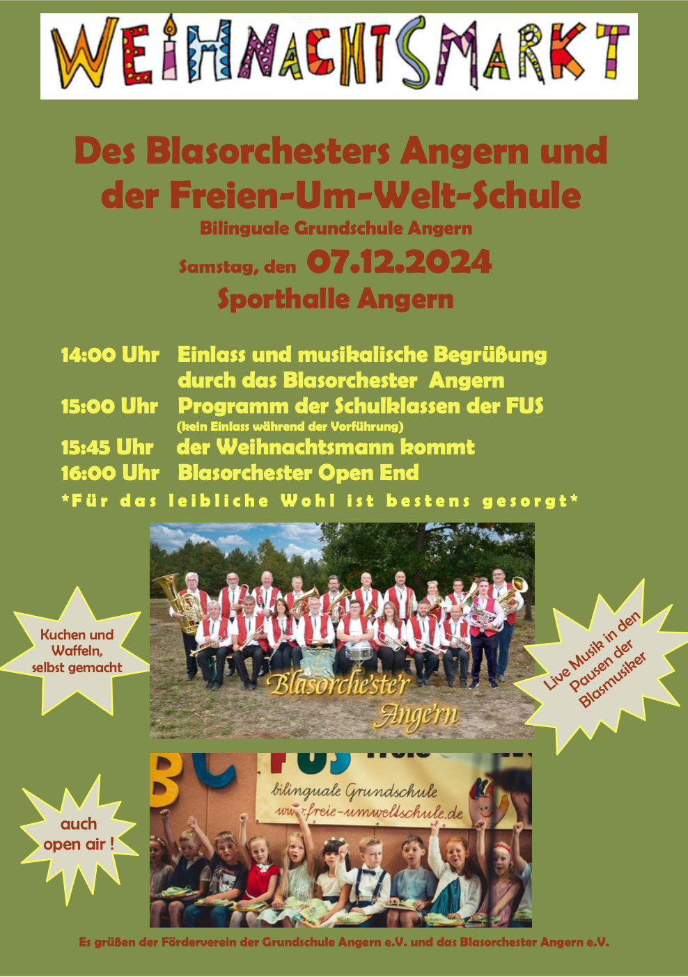 Weihnachtsmarkt Frei-Um-Welt-Schule-Angern + Blasorchester Angern