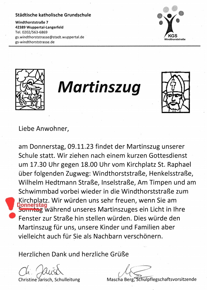 Martinszug - Infos Anwohner