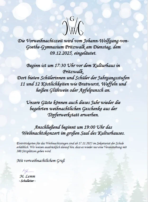 Einladung Weihnachtssingen