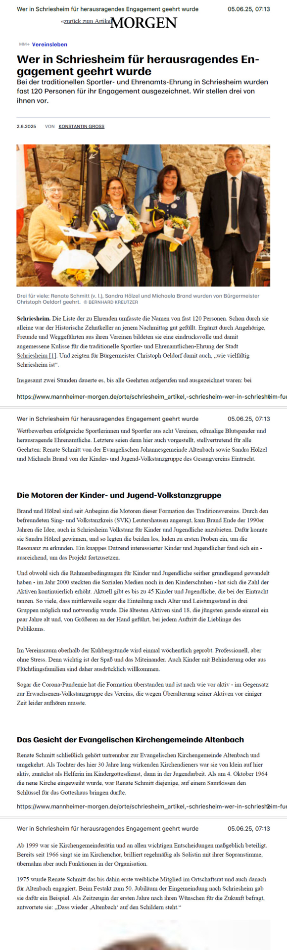 Zeitungsausriss Mannheimer Morgen