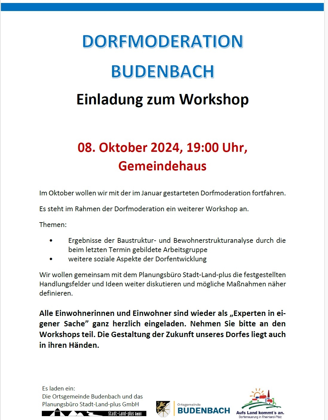 Einladung zum nächsten Workshop