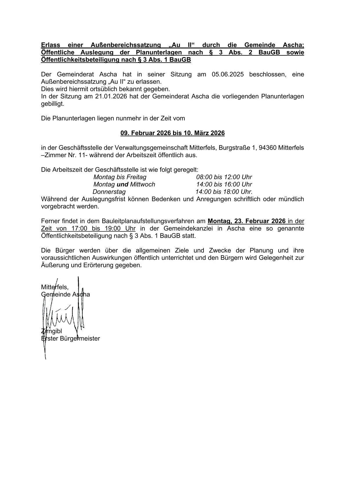 Bek. Auslegungs- und Bürgerbeteiligung ABS Au II, 03.02.2026-1
