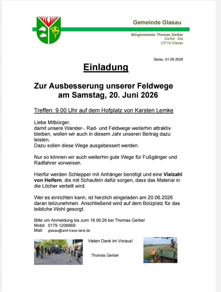 Einladung zum Wege befahren (2026)