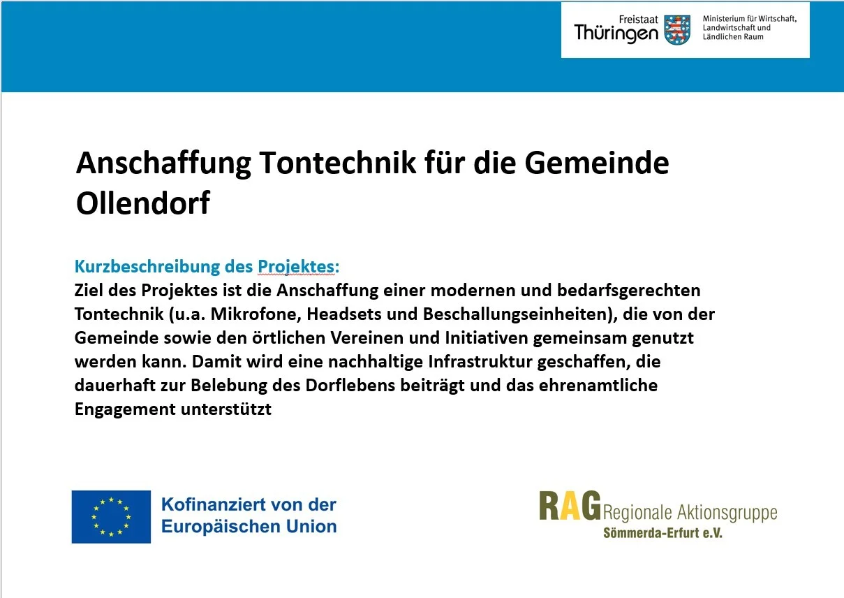 Anschaffung Tontechnik Ollendorf