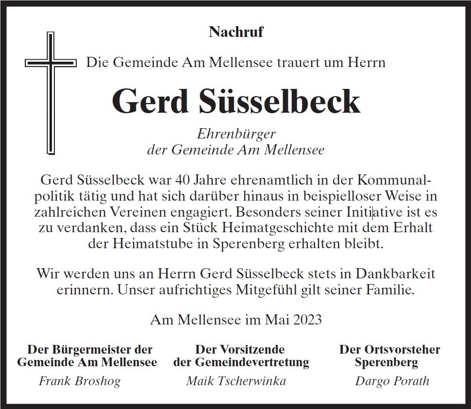 Nachruf - Gerd Süsselbeck
