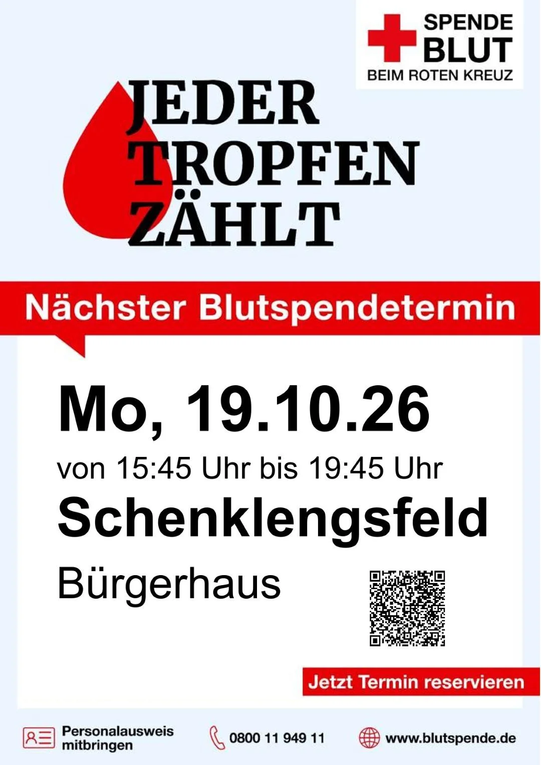 Blutspende am 19.10.2026 in Schenklengsfeld