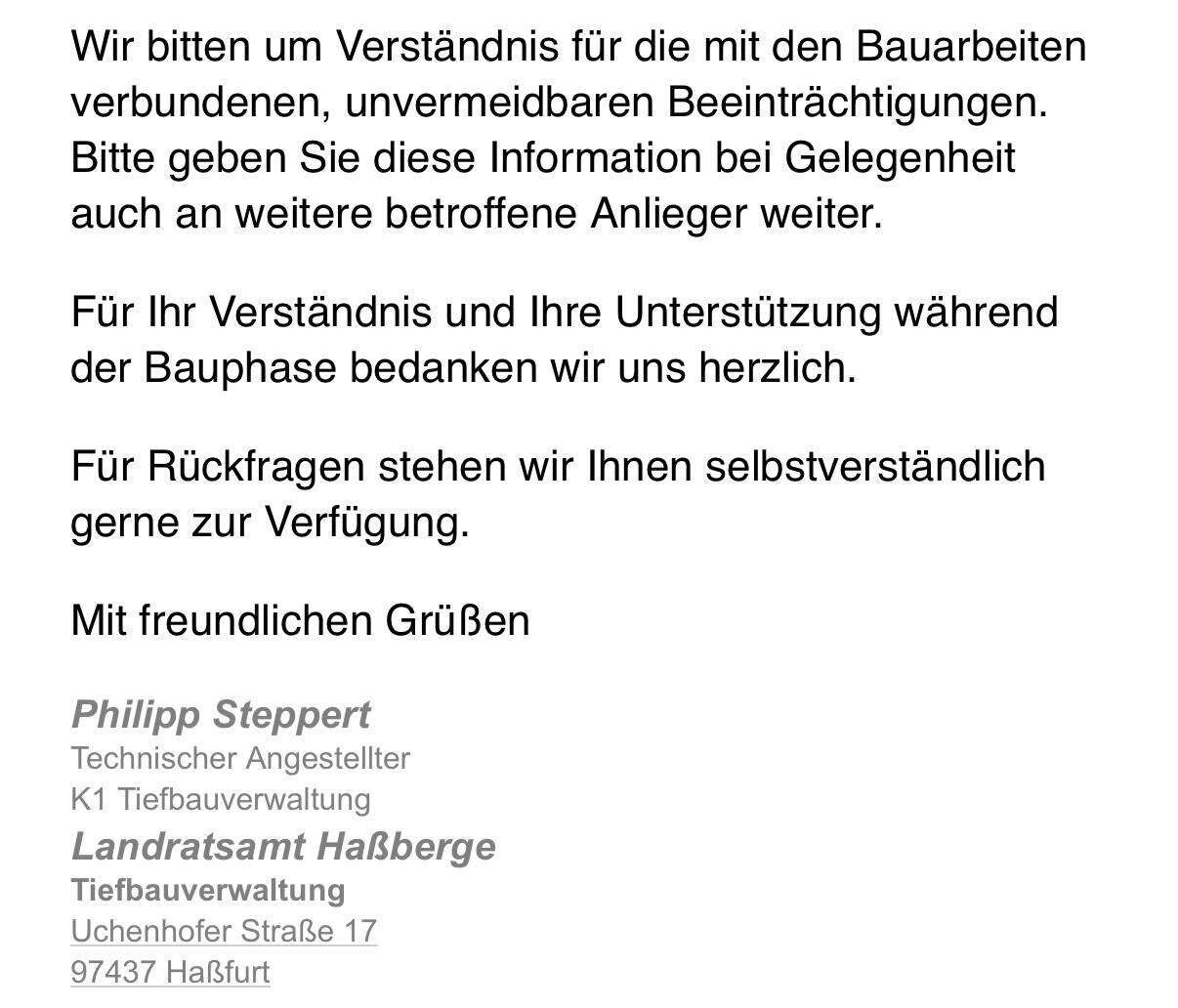 Schreiben Landratsamt Haßberge