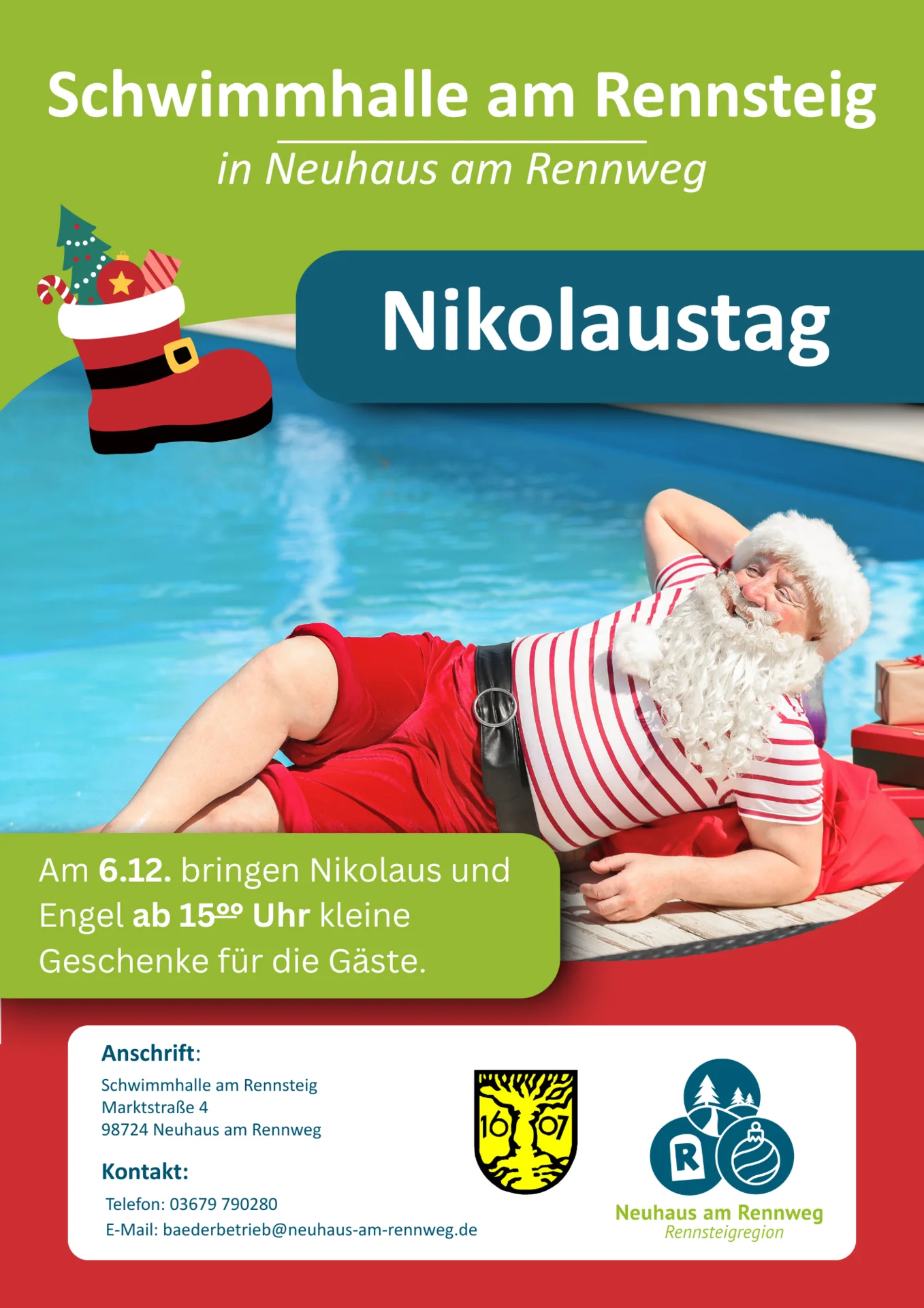 Nikolaus in der Schwimmhalle am Rennsteig