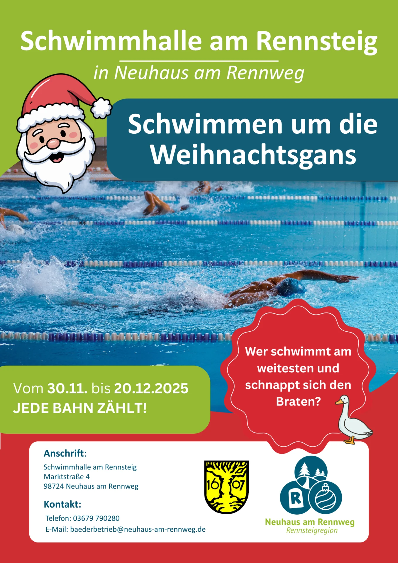 Schwimmen um die Weihnachtsgans in der Schwimmhalle am Rennsteig