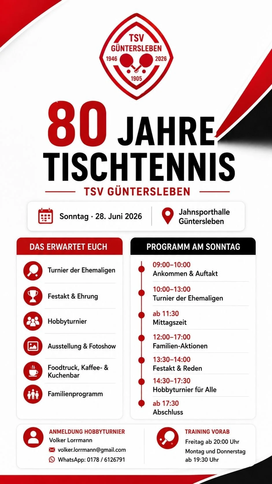 Programm 80 Jahre Tischtennis