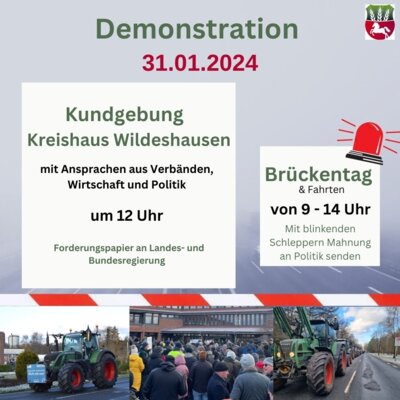Bauernproteste setzen sich fort – Kundgebung am 31.01.2024 vor dem Kreishaus in Wildeshausen