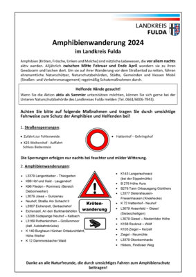 Amphibienwanderung 2024 im Landkreis Fulda