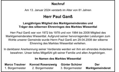 Nachruf Paul Ganß (Bild vergrößern)