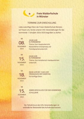 Wichtige Informationen zum kommenden Schuljahr (Bild vergrößern)