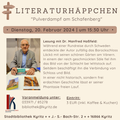 Literaturhäppchen in der Kyritzer Bibliothek mit Dr. Manfred Haßfeld (Bild vergrößern)