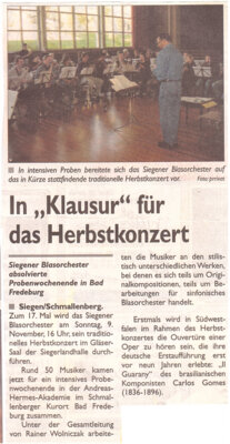 Meldung: In "Klausur" für das Herbstkonzert