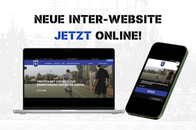 Motiv mit der neuen Inter-Website auf einem Laptop- sowie einem Smartphone-Hintergrund. (Bild vergrößern)