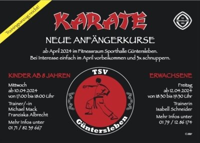 Neue Anfängerkurse in der Karateabteilung