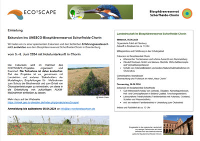 Meldung: Einladung zur ECO²SCAPE Exkursion ins Biosphärenreservat Schorfheide-Chorin